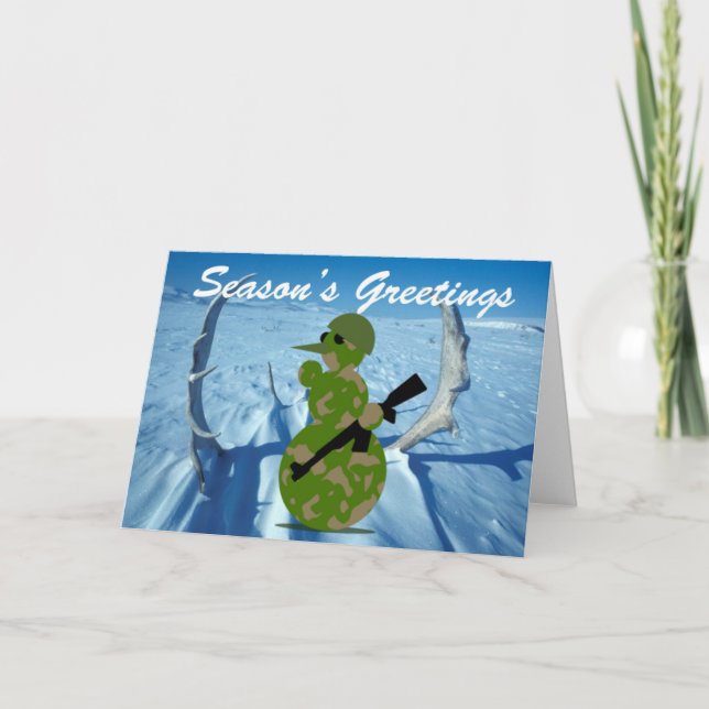 Hunting EMO Snowman Greeting Card (Front)