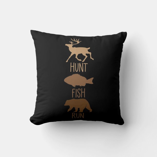 Hunting Fishing Bear Outdoor Wilderness Camping Throw Pillow (Front)