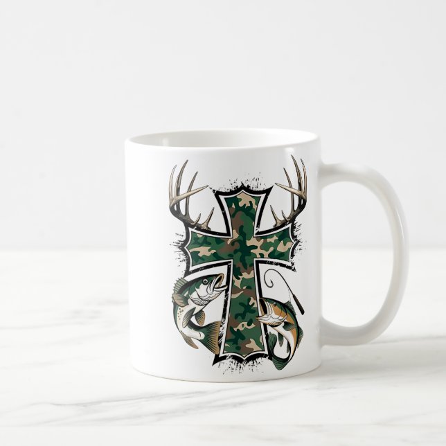 Hunting Fishing Faith - Christian Hunter Fisherman Coffee Mug (Right)
