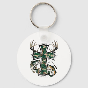 Hunting Fishing Faith - Christian Hunter Fisherman Keychain