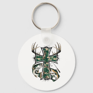 Hunting Fishing Faith - Christian Hunter Fisherman Keychain