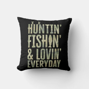 Hunting Fishing Loving Every Day Fathers Day Camo Throw Pillow