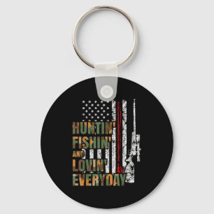 Hunting Fishing Loving Everyday American Deer Hunt Keychain