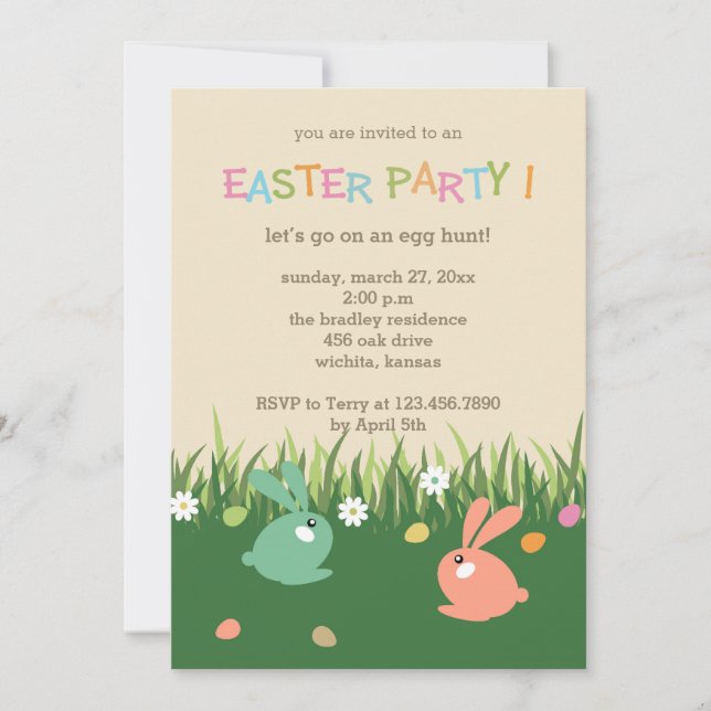 Hunting for Easter Eggs Easter Party Invitations (Front)
