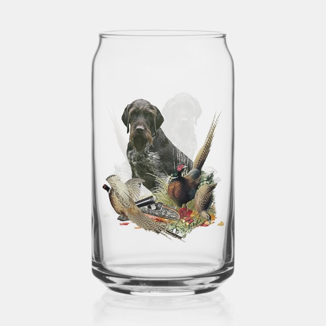 Hunting, German Wirehaired Pointer Can Glass (Front)