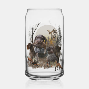 Hunting, German Wirehaired Pointer Can Glass