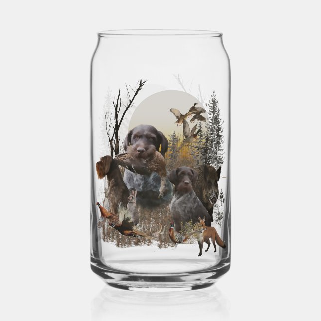 Hunting, German Wirehaired Pointer Can Glass (Front)