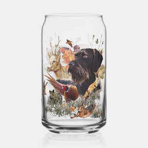Hunting, German Wirehaired Pointer Can Glass