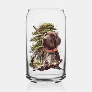 Hunting, German Wirehaired Pointer Can Glass