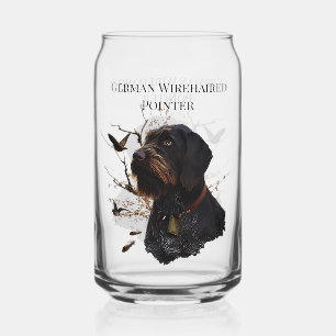 Hunting, German Wirehaired Pointer Can Glass