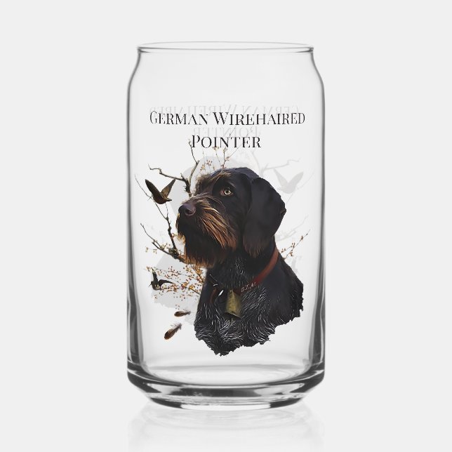 Hunting, German Wirehaired Pointer Can Glass (Front)