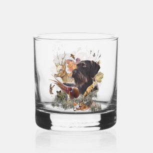 Hunting, German Wirehaired Pointer Whiskey Glass