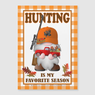 Hunting Gnome with Little Red Truck vinyl magnet