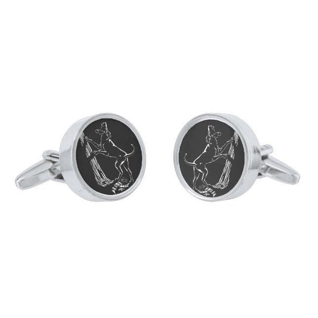 Hunting Hound Dog Cufflinks Personalize Dog Gifts (Angled)
