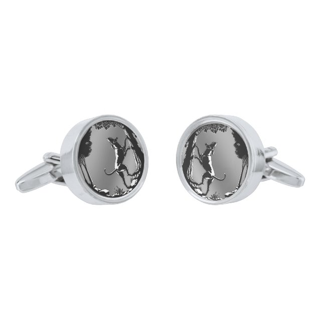 Hunting Hound Dog Cufflinks Personalize Dog Gifts (Angled)