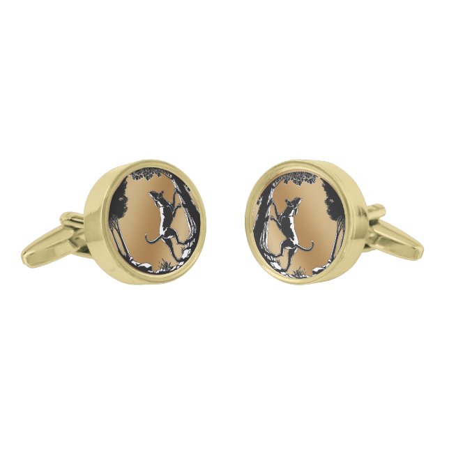Hunting Hound Dog Cufflinks Personalize Dog Gifts (Angled)