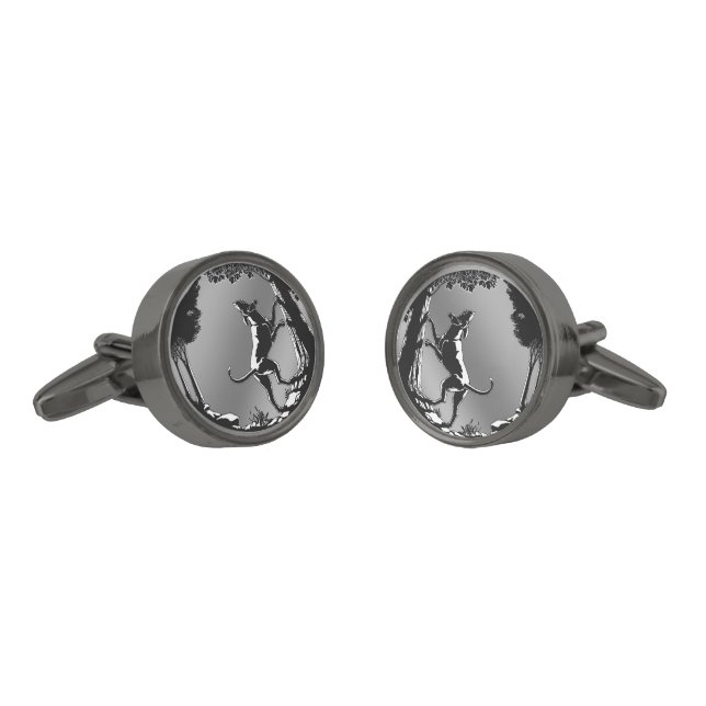 Hunting Hound Dog Cufflinks Personalize Dog Gifts (Angled)