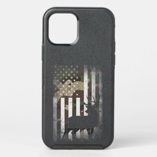Hunting Hunters Deer USA US American Flag Camo Cam OtterBox Symmetry iPhone 12 Pro Case
