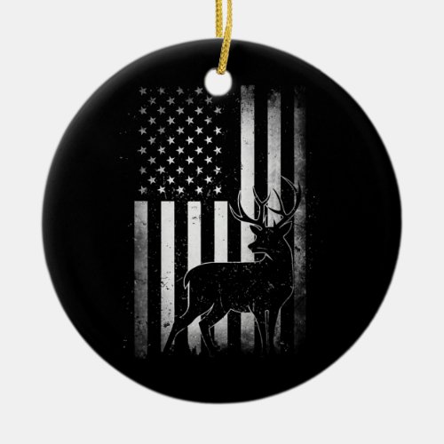 Hunting Hunters Deer USA US American Flag Camo Ceramic Ornament