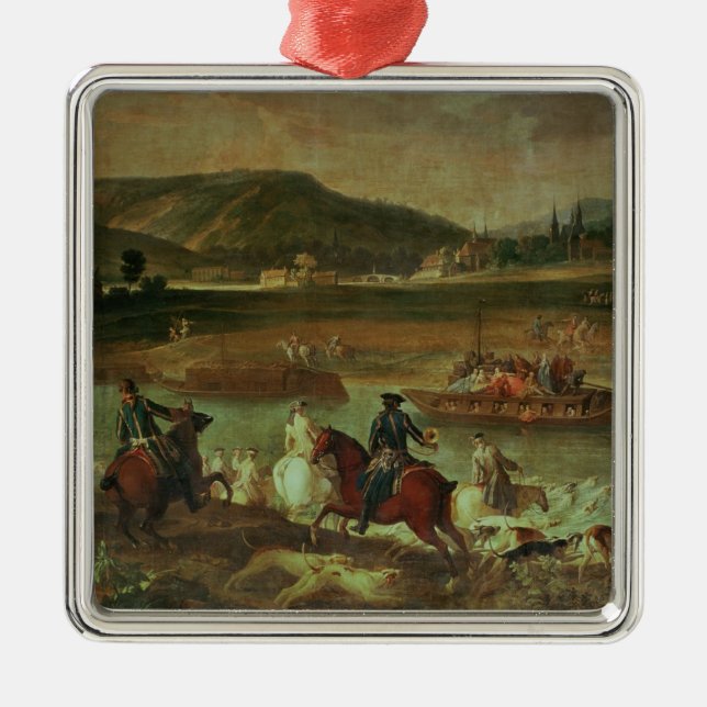 Hunting in the Forest at Compiegne Metal Ornament (Front)