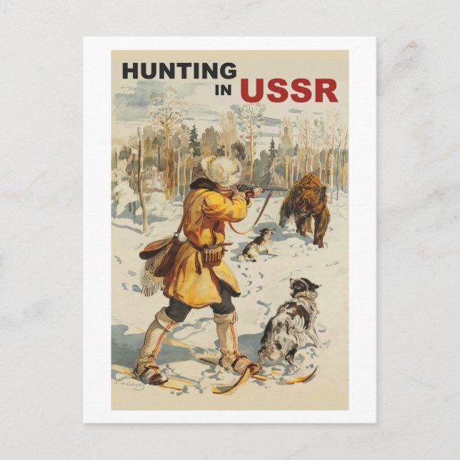 Hunting in USSR Postcard (Front)