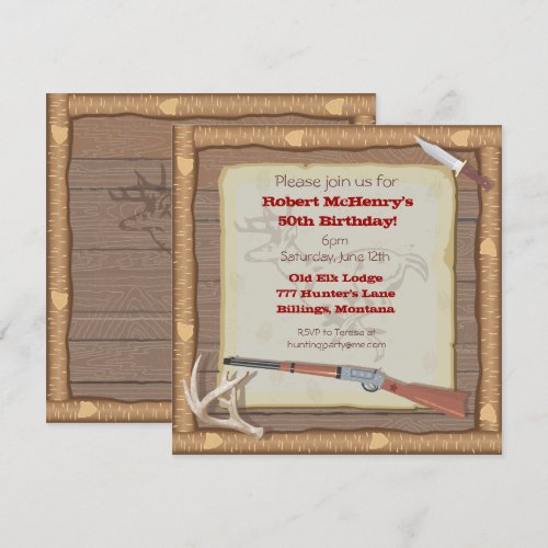 Hunting Invitation with wood frame