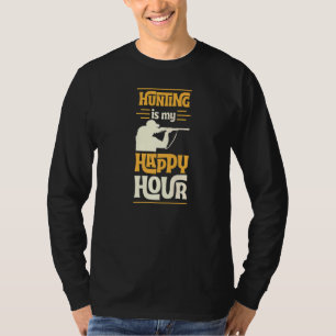 Hunting Is My Happy Hour Elk Deer Retro Vintage St T-Shirt