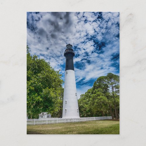 hunting island lighthouse south carolina blue sky postcard