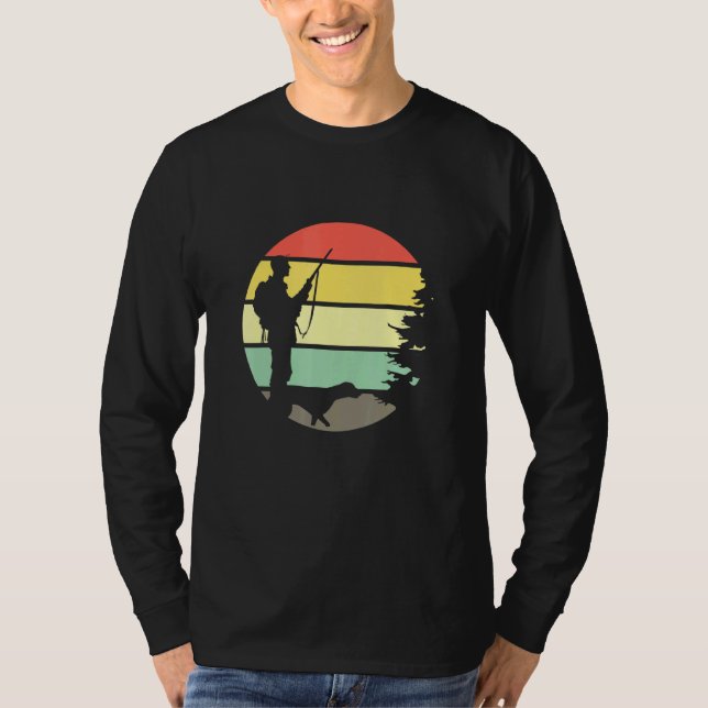 Hunting License Retro Sunset Hunter With Hunting D T-Shirt (Front)