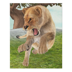 Hunting Lioness Faux Canvas Print