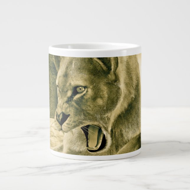 Hunting Lioness Giant Coffee Mug (Front)