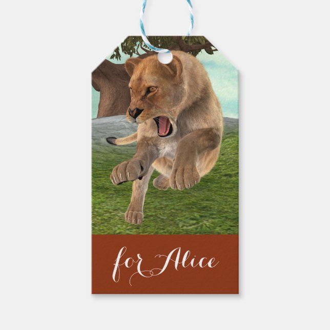 Hunting Lioness Gift Tags (Front)