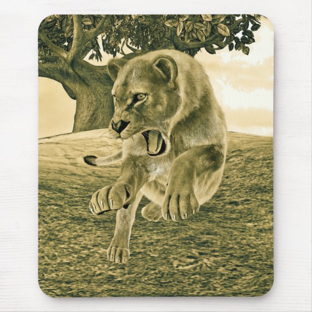 Hunting Lioness Mouse Pad (Front)