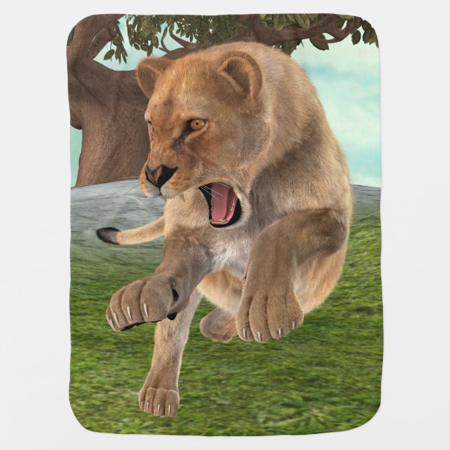 Hunting Lioness Stroller Blanket (Front)