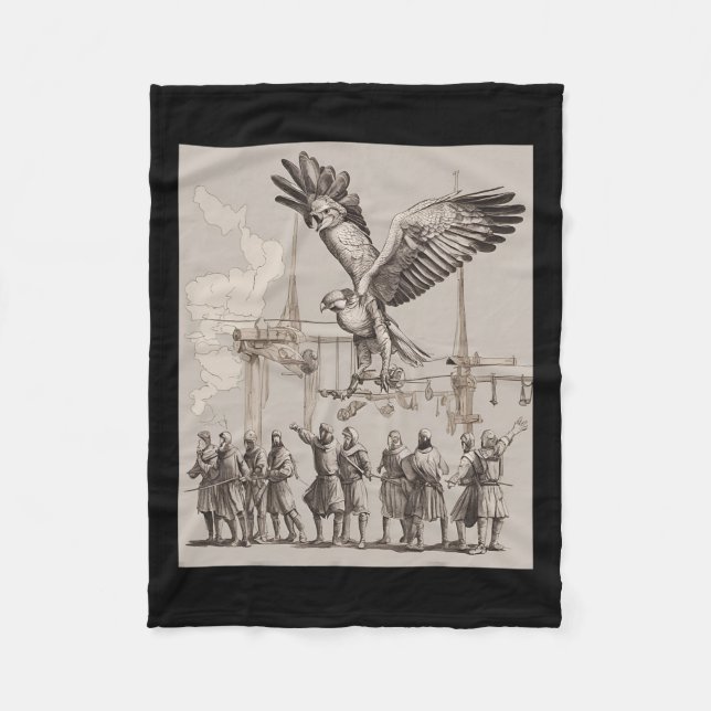 Hunting Medieval Falconry Art  Fleece Blanket (Front)