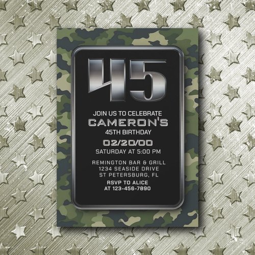 Hunting Military 45th Birthday Invitation