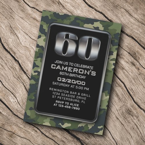 Hunting Military 60th Birthday Invitation