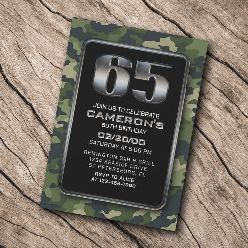 Hunting Military 65th Birthday Invitation