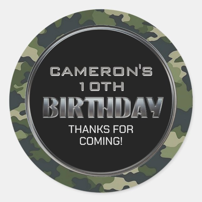 Hunting Military Birthday Classic Round Sticker (Front)