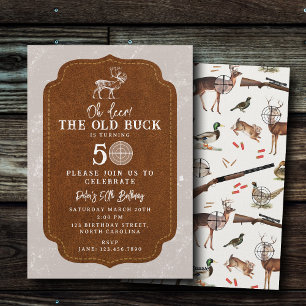 Hunting Oh Deer Old Buck Adult Birthday Party Invitation