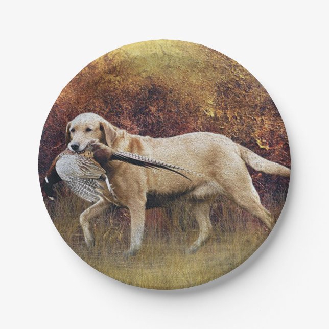 Hunting pheasant, Autumn Tapestry Metal Print Coff Paper Plates (Front)