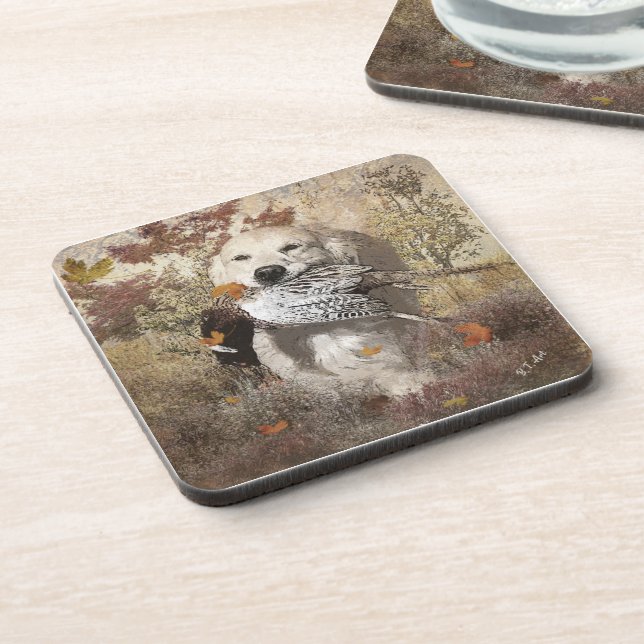Hunting pheasant ,  tapestry poster acrylic print  beverage coaster (Left Side)