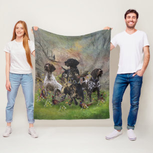 Hunting pheasant with GSP Fleece Blanket