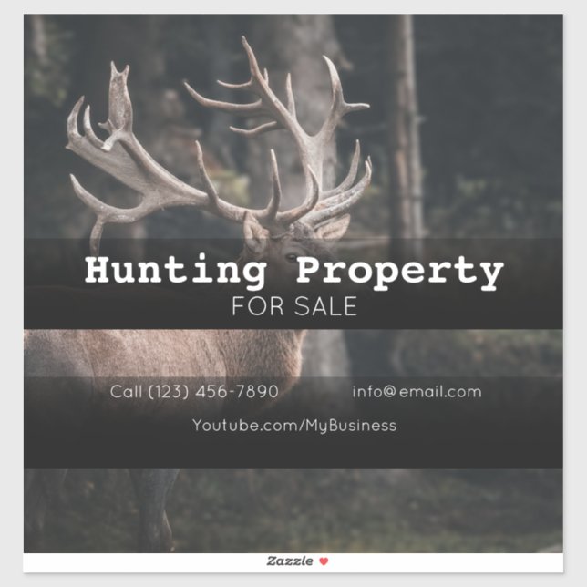 Hunting Property ForSale Company Vehicle Adverting Sticker (Sheet)