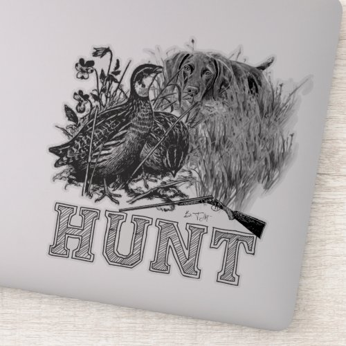 Hunting  quail with hunting dog   sticker