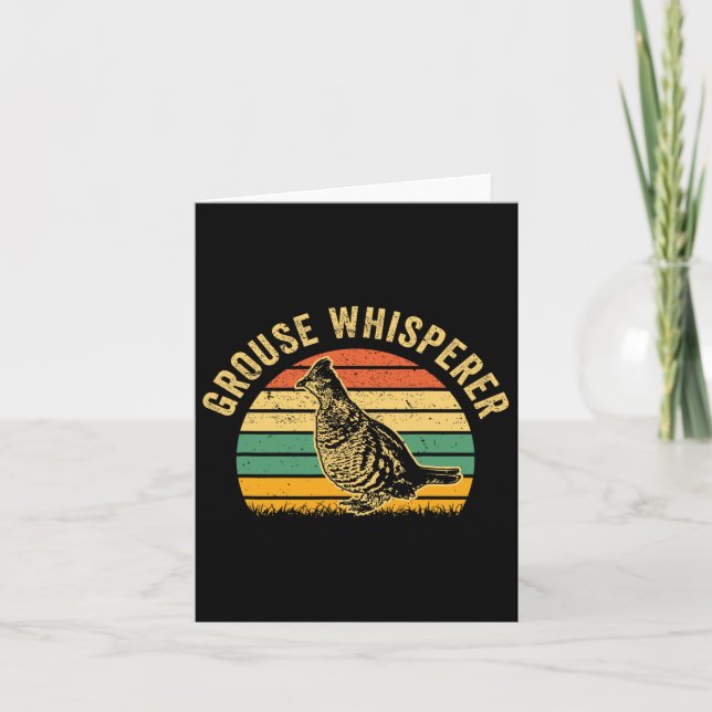 Hunting Ruffed Grouse Bird- Funny Whisperer Retro  Card (Front)