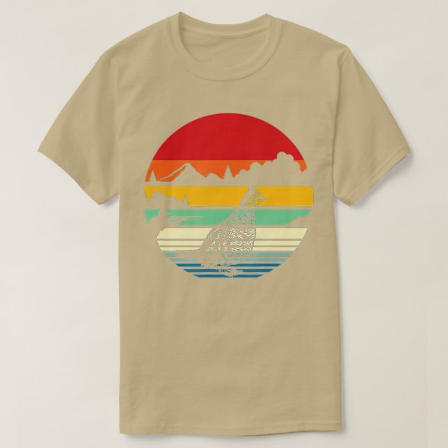 Hunting Ruffed Grouse bird- Retro cloudly nature H T-Shirt (Design Front)