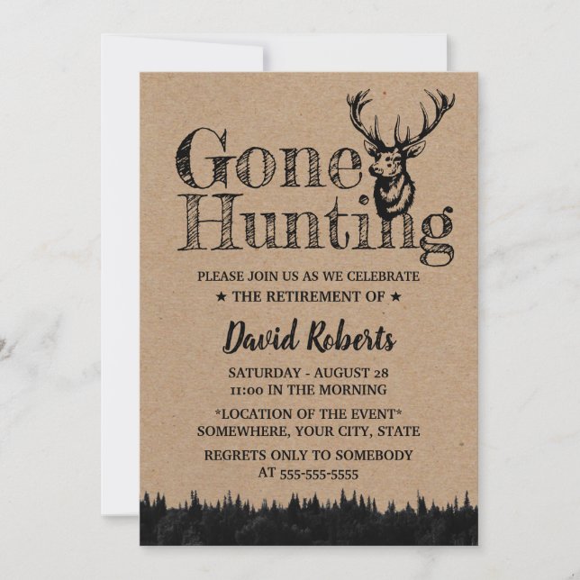 Hunting Rustic Kraft Retirement Party Invitation (Front)