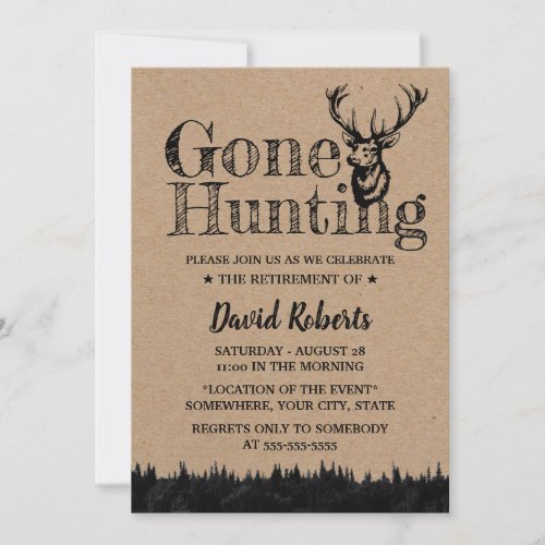 Hunting Rustic Kraft Retirement Party Invitation