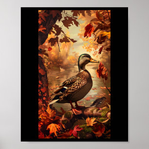 Hunting Scene Mallard Duck Autumn Wildlife Nature Poster